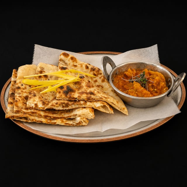 Fig Naan With Spiced Eggplant.